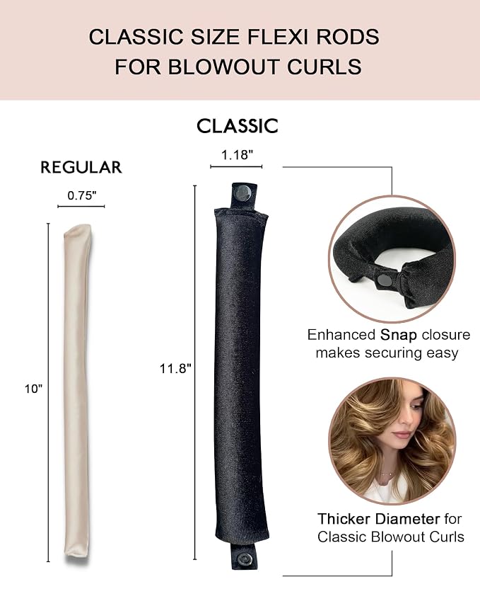 Classic Heatless Curls Overnight Rods No Heat Hair Curlers to Sleep Jumbo Foam Large Hair Rollers for Medium Long Hair Blowout Look, Heatless Flexible Curling Rod Set with Satin Wrap for Sleeping