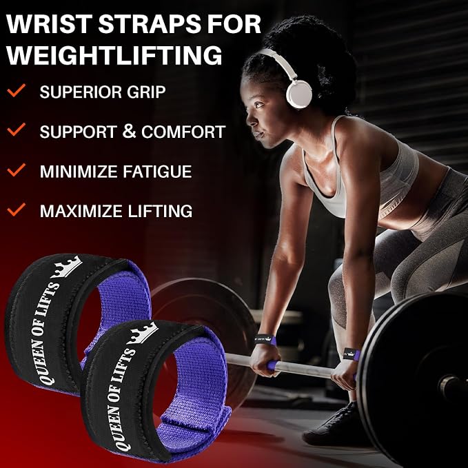 TECEUM Neoprene Padded Cotton Lifting Straps for Weightlifting, 1 Pair
