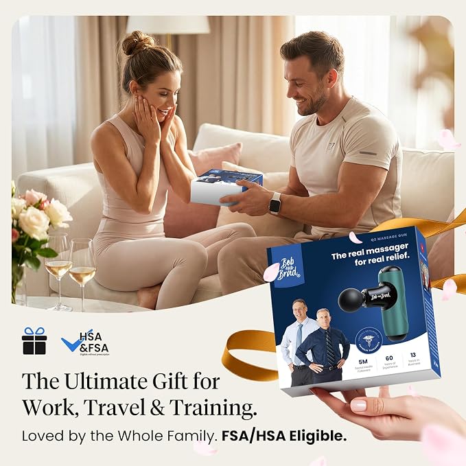 BOB AND BRAD Q2 Mini Massage Gun, Pocket-Sized Deep Tissue Massager Gun, Portable Percussion Muscle Massager Gun, Ultra Small & Quiet Muscle Massage Gun with Carry Case