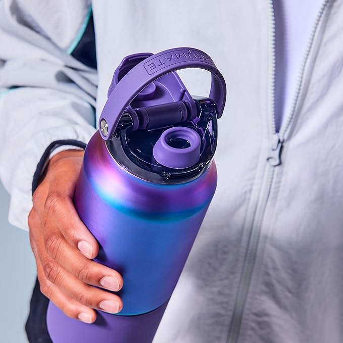 BrüMate Rise 25oz Water Bottle With 100% Leakproof Covered Silicone Straw | Insulated Stainless Steel Water Bottle | Cup-Holder Friendly | Fast Flow | Soft Sip Silicone Spout | BPA-Free (Prickly Pear)