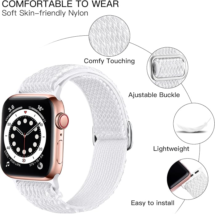 Lerobo Stretchy Nylon Solo Loop Band, Compatible with Apple Watch Series 11 10 9 8 7 6 5 4 3 SE3/2/1 Ultra3/2/1, Adjustable Strap for iwatch Band 44mm 45mm 46mm 49mm 42mm 40mm 41mm 38mm for Women Men
