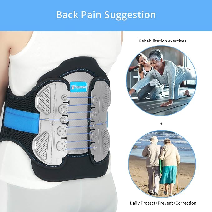 LSO Back Brace with Maximum Decompression Plate&Comfort Curve Back Support | New Added Color with Foam Pad, Dual Pulley System Lumbar Support Belt for Lower Back, Spine, Disc(2XL/3XL fit belly 47"-59")