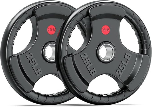 XDDIAS Rubber Weight Plates for Barbell, 2-Inch Olympic Grip Plate for Strength Training, Weightlifting and Bodybuilding in Home & Gym, Solid Cast Iron Weight Plates Pair and Sets