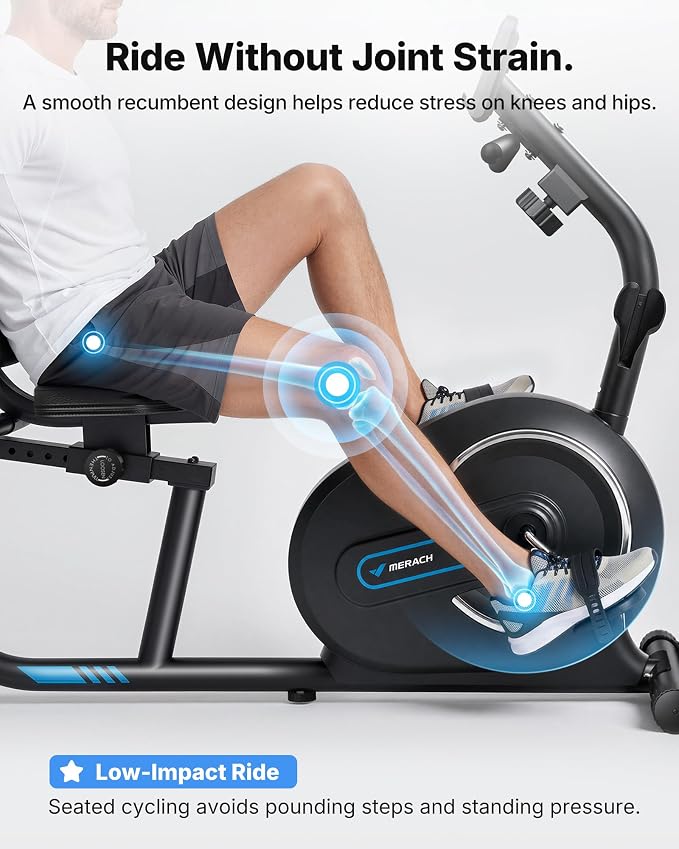 MERACH Recumbent Exercise Bikes for Home with Smart Bluetooth Equipment App | LCD, Heart Rate Handle Stationary Bikes for Home, Magnetic Recumbent Exercise Bike for Seniors Gym S08/S23