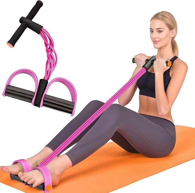 Resistance Bands with Handles, 6-Tube Elastic Pedal Resistance Band for Working Out, Durable Natural Rubber Exercise Bands, Multifunction Exercise Equipment for Abdomen, Waist, Arm, Leg Stretching