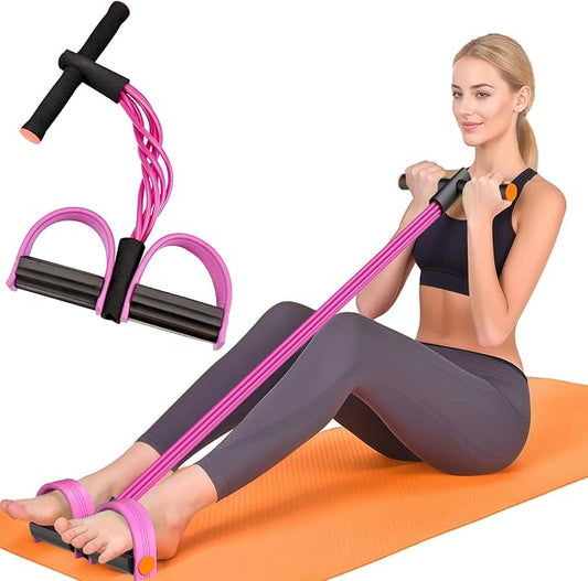 Resistance Bands with Handles, 6-Tube Elastic Pedal Resistance Band for Working Out, Durable Natural Rubber Exercise Bands, Multifunction Exercise Equipment for Abdomen, Waist, Arm, Leg Stretching