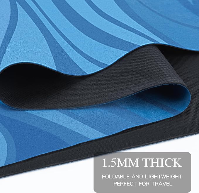 Foldable Yoga Mat, 1.5mm Thick Exercise Yoga Mat With Carry Bag | Non-slip Suede Lightweight Fitness Travel Yoga Mat for Hot Yoga, Exercise, Pilates, Home & Gym Use