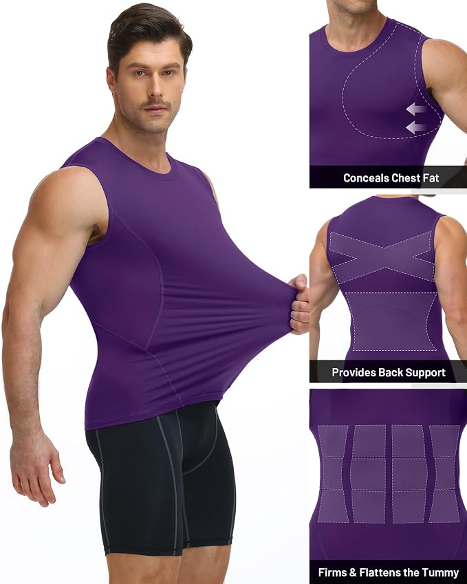 Mens Sleeveless Compression Shirt Athletic Workout Tank Top Quick Dry Muscle Base Layer Undershirt Gym Running