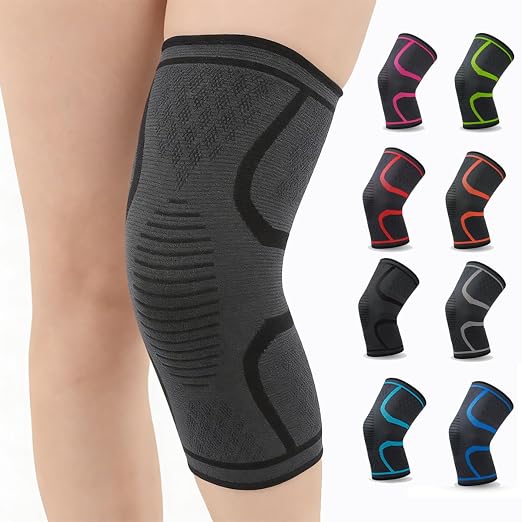 2-Pack Compression Knee Brace for Women & Men - Knee Support Sleeve for Running, Weightlifting, Meniscus Tear, Arthritis Pain Relief, Breathable Anti-Slip Sports Knee Sleeves (Black)