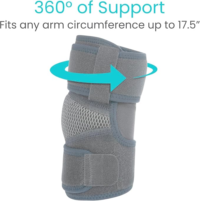 Vive Elbow Brace - Tennis Compression Sleeve - Wrap for Golfers, Bursitis | Left or Right Arm - Tendonitis Support Strap for Golf, Men and Women - Epicondylitis and Sports Recovery (Gray, Standard)