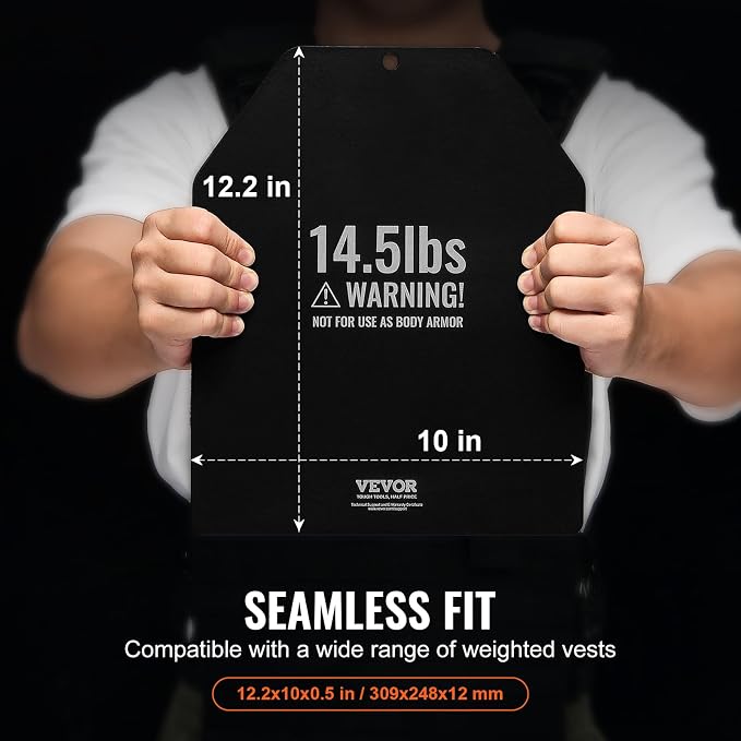 VEVOR Weight Vest Plates, 5.75/8.75/14.5/19.75 LB Pairs, Premium Steel Weighted plates, Additional Weight for Weight Vests, for Strength Training, Running, Fitness, Heavy Workouts