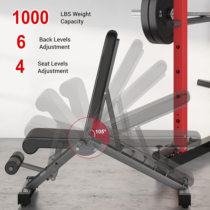 S1-V4 Smith Machine, 2000LBS Power Cage with Cable Crossover System, All-in-One Squat Rack with Smith Bar, Strength Training Equipment for Home Gym