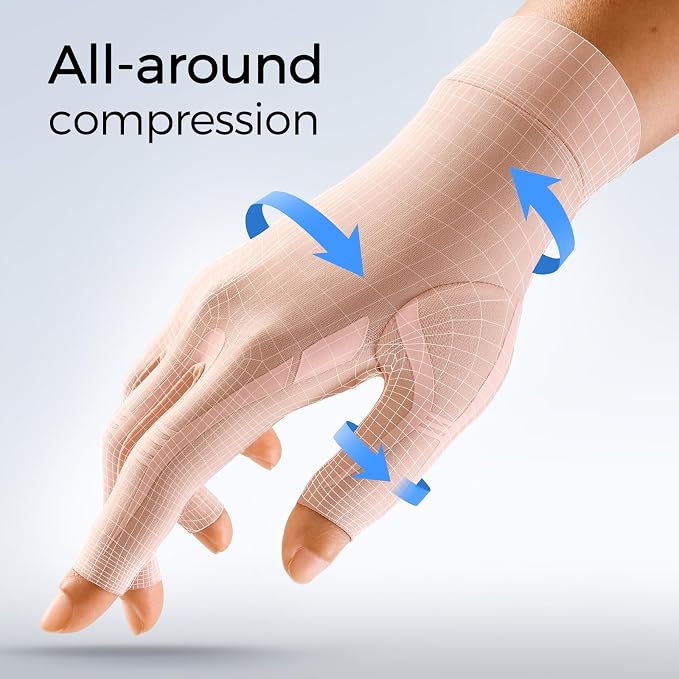 FREETOO All-Around Compression Arthritis Gloves for Women Men for Pain | Carpal Tunnel Relief,Hand Compression,Swelling,Trigger Finger,Edema;Crochet,Typing,Sleeping,Work,Gaming,Driving,Daily Use