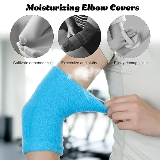 2 Pairs Elbow Moisturizing Sleeve,Elbow Pads for Women with Beauty Gel Moisturizing, Elbows Protectors for Elderly, for Moist Chapped Dry Skin Care,Cover Heel Socks,Elbows Sleeves