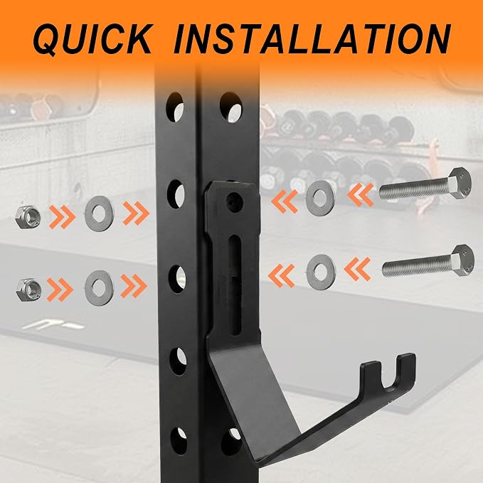 Heavy-Duty Battle Rope Storage Attachment for Squat Rack, Universal 5mm Steel Hanger with Multi-Use Front Notch, Adjustable Mount Fits 5/8" & 1" Holes, Home Gym Equipment Organizer
