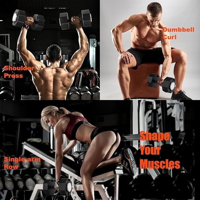 Adjustable Dumbbell Sets, Each 50/80/90/120LB Pairs Durable Steel Build, Free Weights Dumbbells Set of 2 with Anti-slip Handle, For Full Body Home Gym Workout Home Strength Training Equipment 50/80/90/120LBSX2