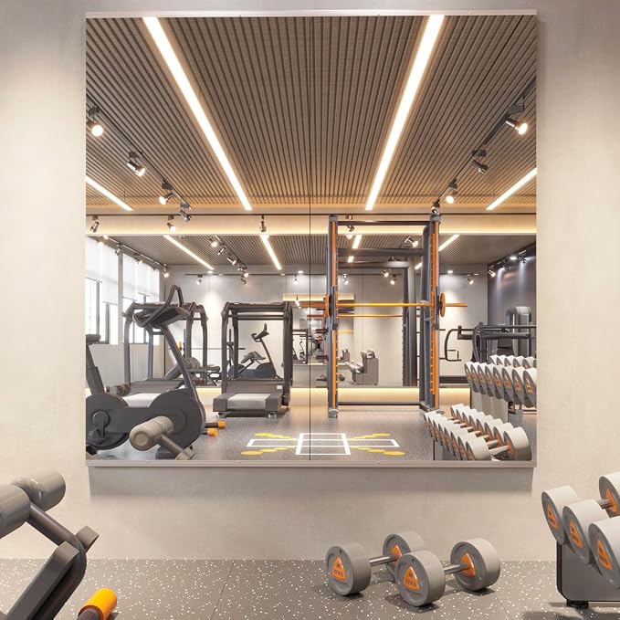 pertetey Home Gym Mirror, 65X30 Inch(Each)-2Pack Large Frameless Tempered Glass Full Body Wall Mounted Mirror for Gym, Yoga, Exercise, Dance Studio