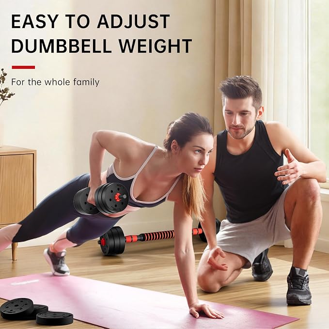 Adjustable-Dumbbells-Sets,Free Weights-Dumbbells Set of 2 Convertible To Barbell A Pair of Lightweight for Home Gym,Women and Men Equipment