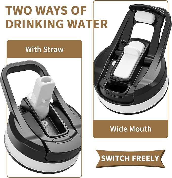 Dishwasher Safe 1 Gallon Water Bottle, Heat Resistant Large Water Jug with 2-in-1 Flip Straw & Spout Lid, Heavy Duty Impact Resistant Gym Bottle with Separated Grip Handle