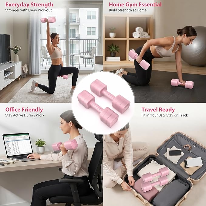 Adjustable Dumbbell Set of 2, 2.2-20LB Adjustable Weight Set, 3 in 1 Free Weights Dumbbells Set for women men at home, 2.2lb, 3.6lb, 5lb,10lb, 20lb, for Home, Office, Gym Exercise Training, Anti-slip Handle