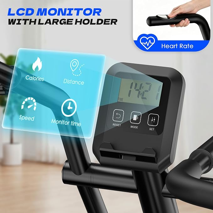 Recumbent Exercise Bike, Stationary Bike for Home with Arm Exercise | Recumbent Bike with 400LB Whisper-Quiet 16 Levels Magnetic Resistance Heart Rate and Multi-Function LCD Comfortable Seat