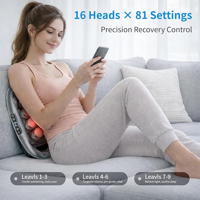 16 Head Deep Tissue Massage Gun, Handheld Percussion Massager | 9 Modes & 9 Intensities, 16-Head Wide Coverage, Cordless Design, 10mm Amplitude, USB-C Rechargeable for Back, Neck & Legs