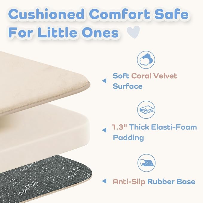 1.3" Thick Baby Floor Play Mat 50x74, Basic Padded Foam Mat for Tummy Time Crawling, Non Slip Cushioned for Babies Toddlers Infants Kids (Beige)