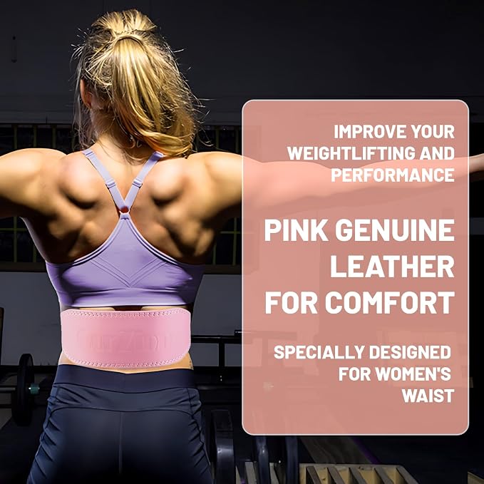 9mm Leather Fitness Weight Lifting Belt for Women&Men with 4 Inches Padded Lumbar Support for Power Lifting Workout & Squats Exercise