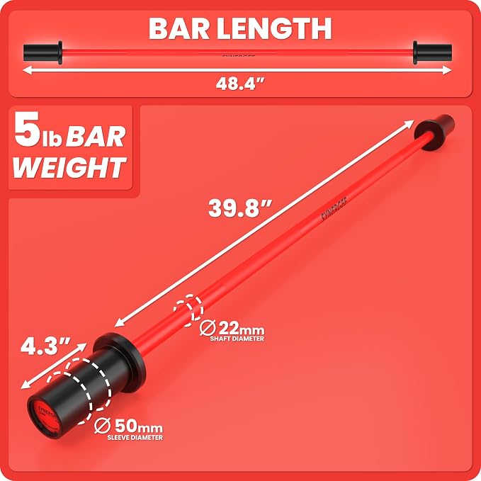 Synergee Kids Barbell – 5 lb Youth Bar in Blue Orange Pink