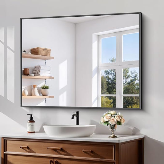 Koonmi Black Bathroom Mirror for Over Sink,Metal Framed 30"x40" Wall Mirror