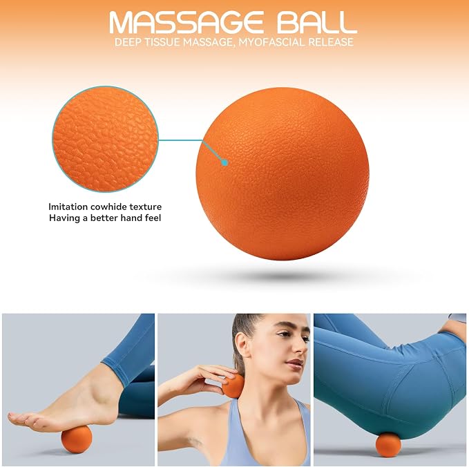 Krightlink 5-in-1 18" Foam Roller Set for Deep Muscle Massage | Foam Roller Back Roller for Fitness Relieves Muscle Pain Myofascial Trigger Point Release Pilates, Yoga (Orange)