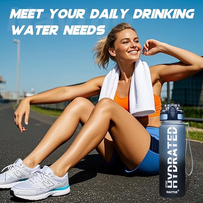 Water Bottle 16.9 oz Motivational Time Marker Tritan Bottle | BPA-free Tritan water bottle with time marker leakproof Lightweight portable Easy Clean Brush for Gym, Travel, School, Office