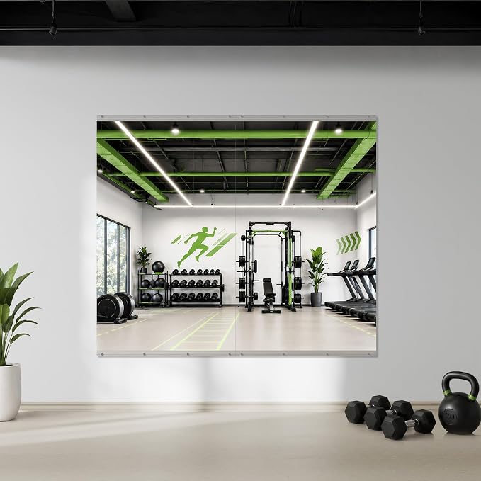 Home Gym Mirror, 48"x30"-2 PCS Gym Mirrors for Wall, Frameless, Tempered Glass, Large Workout Wall-Mounted Mirrors for Home Gym, Dance Studio, Yoga Room, Garage Gym, Silver