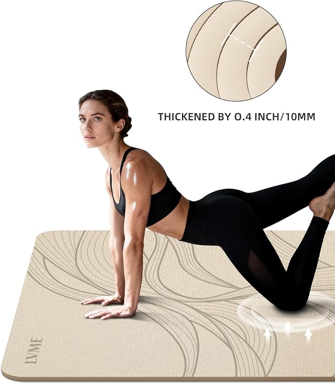 Large Yoga Mat (75.5"x47.6"x0.4"）Extra Wide & Thick 10mm | Non-Slip Exercise Mat, High-Density TPE Mat for Yoga Pilates & Home Gym Workouts