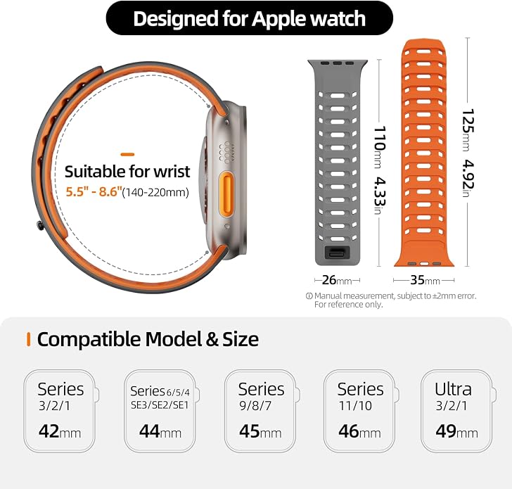 X-it Magnetic Watch Band for Apple Watch Ultra 49mm, 46mm/45mm/44mm, Silicone Sport Strap with Strong Magnet for Men and Women, Compatible with Apple Watch Series 11/10/9/8/7/6/5/4/3/2/1 and SE