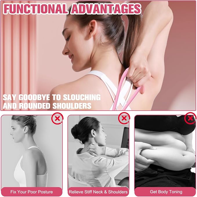 Figure 8 Resistance Band for Women Men, Non‑Slip Handles Exercise Band, Home Gym Fitness Equipment for Yoga, Pilates, Stretching & Physical Therapy (25 lbs)