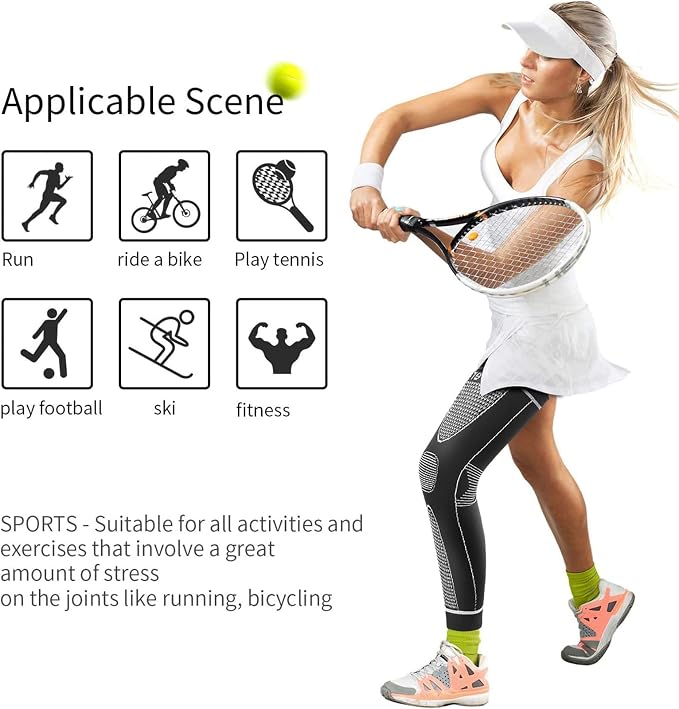 SKDK Full Leg Sleeves Long Compression Leg Sleeve Knee Sleeves Protect Leg, for Man Women Basketball, Arthritis Cycling Sport