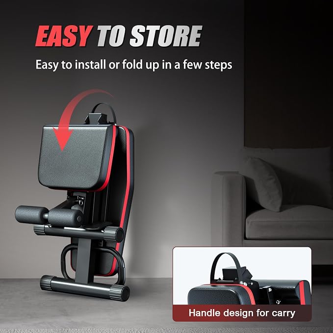 ALSO GO Adjustable Weight Bench, Workout Benches with Leg Extension, Foldable Incline Decline Bench Press, Roman Chair, Full Body Strength Training Equipment for Home Gym