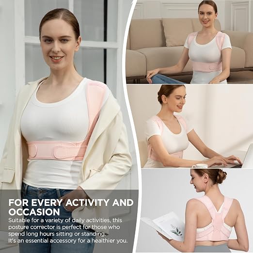 Posture Corrector for Women and Men, Adjustable Upper Back Brace for Clavicle Support and Providing Pain Relief from Neck, Shoulder, and Upper Back (S/M)
