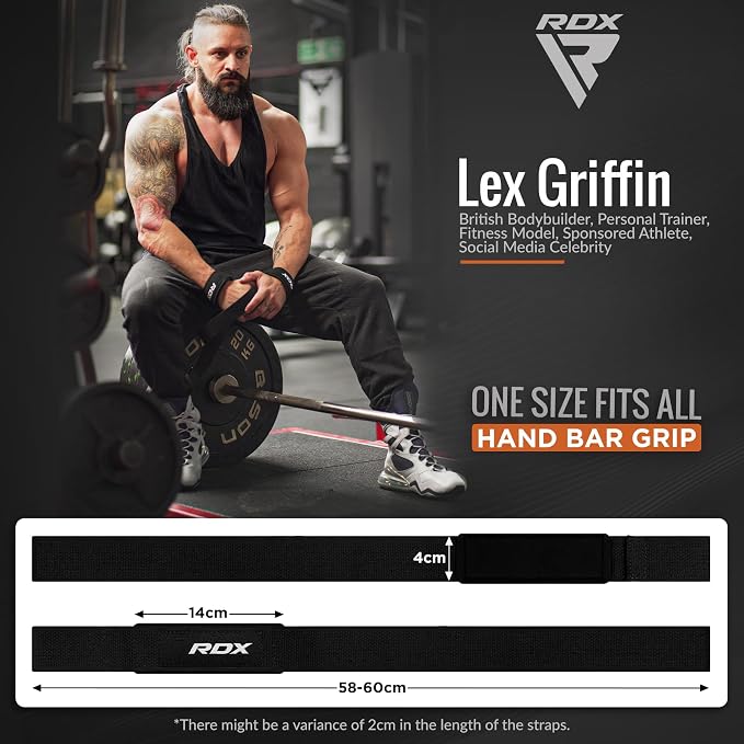 RDX Lifting Straps for Weightlifting –100% Cotton Heavy Duty Gym Wrist Strap with 5MM Neoprene Padding, 60CM Anti-Slip Hand Grip Wraps for Deadlifts Powerlifting Workouts Strength Training, Men Women
