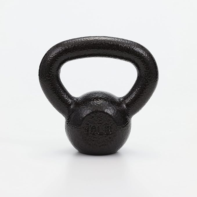 Amazon Basics Cast Iron Kettlebell for Strength Training, Textured Wide Handle, Black