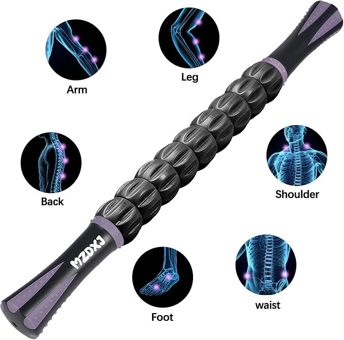 Muscle Roller Massage Roller Stick- (Dark Purple) | Lymphatic Drainage & Body Sculpting, Handheld Physical Therapy & Recovery Tool