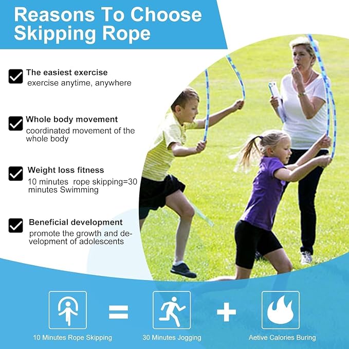 GRAWUN Jump Rope For Kids, Soft Beaded Jump Rope, Adjustable Length Tangle-Free Segmented Soft Beaded Skipping Rope，for Women, Men and Kids Keeping Fit, Workout and Weight Loss