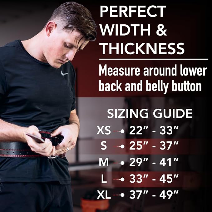 Dark Iron Fitness Genuine Leather Weightlifting Belt, 4 Inch Wide for Men Women with Double Prong Buckle Reinforced Stitching, Powerlifting Deadlift Squat Training Core Support Gym Strength Workout