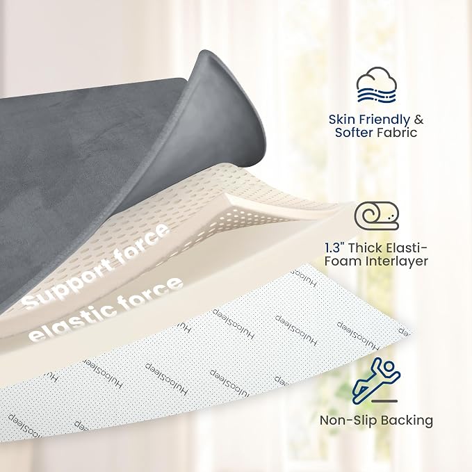 Huloo Sleep Baby Play Mat for Floor,50"×65" Playpen Mat for Toddler,Infant,Kids,1.3" Thick Elasti Foam Non-Slip Nursery Rug,Water Repellent Soft Padded Floor Mats for Tummy Time,Crawling(Dark Grey)