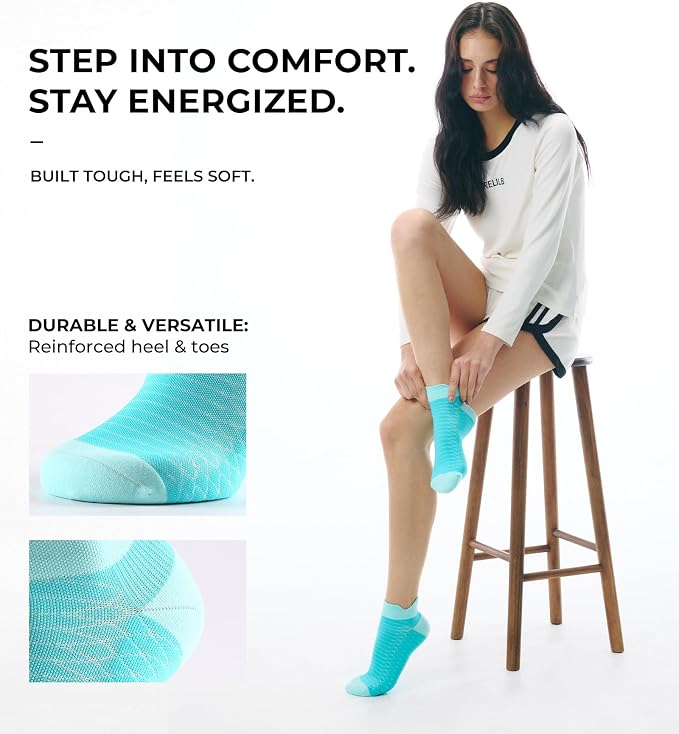 FITRELL Ankle Compression Socks for Women & Men - 5/6 Pairs Cushioned Arch Support Running Socks, Plantar Fasciitis Relief