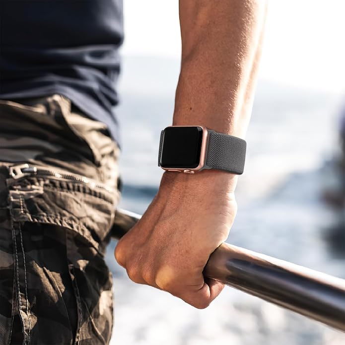 Lerobo Braided Band Compatible with Apple Watch Series 11 10 9 8 7 46mm 45mm 41mm Ultra SE 3 2 1 49mm Series 6 5 4 3 44mm 40mm 38mm 42mm Men iWatch Bands Women Stretchy Nylon Solo Loop Sport Strap