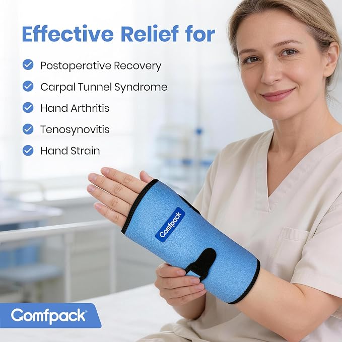 Wrist Ice Pack Wrap for Carpal Tunnel Relief with 2 Gel Ice Packs | Reusable Wrist Brace Compression Sleeve for Injuries, Tendinitis, Swelling, Surgery Recovery, Detachable Gel Inserts, Gifts