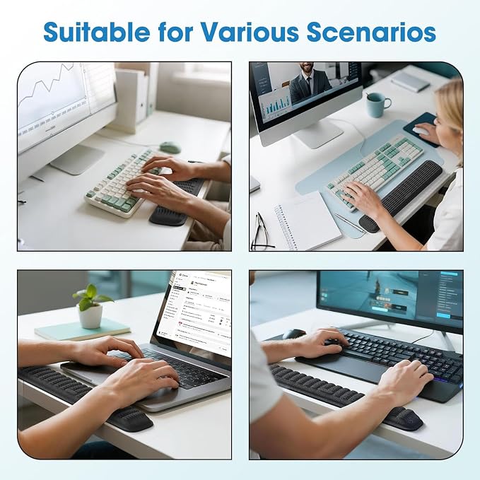 MEKASS Keyboard Wrist Rest, Soft Memory Foam Wrist Support, Keyboard Hand Rest Pad for Wrist Pain Relief, Keyboard Wrist Guard for Long Hours of Work, Gaming, Studying（Classic Black）
