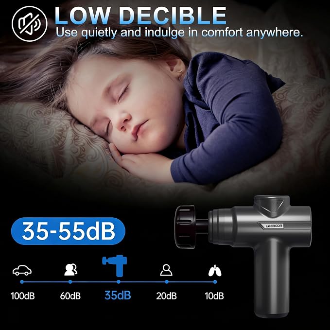 LEERCON Massage Gun with Heat, Deep Tissue Back Massager Gun Gifts for Men | Mini Percussion Massage Gun with 5 Heads and 6 Speeds 104 - 122°F, Ideal Gifts for Men Women Dad Mom Athletes, Black